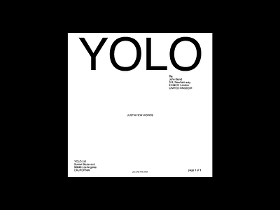 YOLO letterhead brand brand identity branding designer freelance graphic design helvetica letterhead logo london typography visual identity