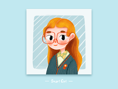 smart girl cartoon character girl illustration study