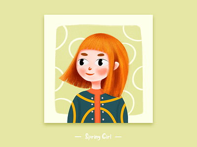 Spring girl cartoon character girl illustration