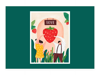 calendar illustration boy girl illustration love strawberry valentines day