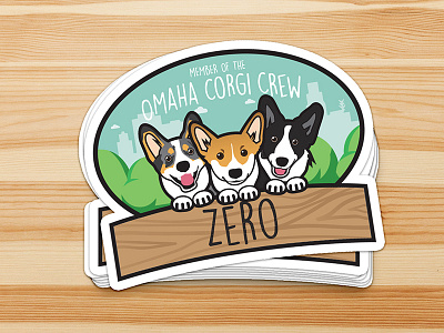 Omaha Corgi Crew corgi decal dog doggo illustration logo sticker