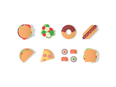 Fastfood Illustrations burger dinner donut food hot dog illustraion meal pizza salad sandwich sushi taco