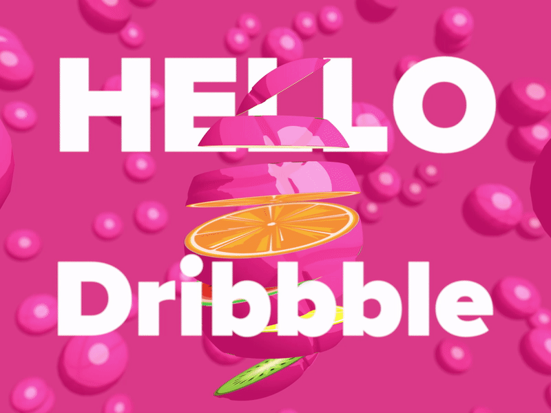 Hello Dribbble! 3d 3d animation animation dribbble fruit hello hello dribbble illustration