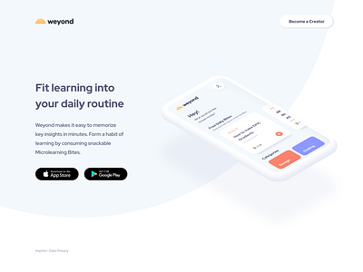 Weyond Microlearning App Landingpage app app design branding design landing page landingpage learning learning app learning platform ui ux webdesign