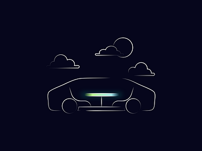 Car Illustration for Reevo AR Autonomous Car Concept autonomous branding car concept dark illustration landingpage line night self driving vector