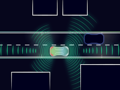 Sensor Illustration for Reevo AR Autonomous Car autonomous branding car dark driving illustration landingpage lidar line self driving sensor street vector