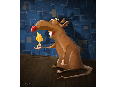 Rat gourmet and a piece of cheese animal cartoon character cheese gourmet pest pet rat rodent