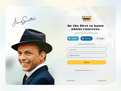 Daily ui challenger 001 - Frank Sinatra sign up concert