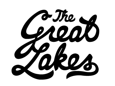 The Great Lakes drawn great hand lakes logo type