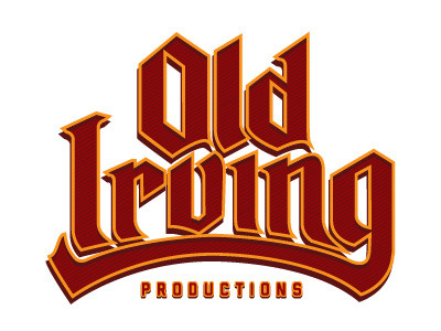 Old Irving Productions custom goldenrod gothic irving logo old productions red type typography