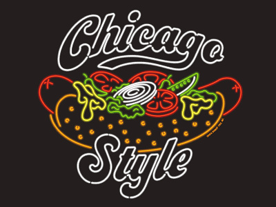Chicago Style Neon Hot Dog chicago chicago style hot dog neon neon sign sign