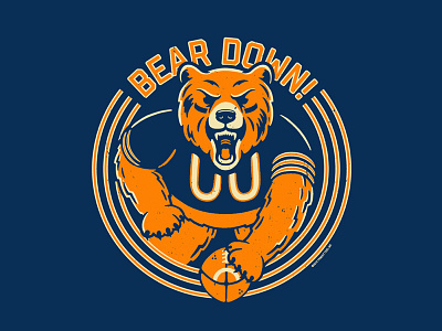 Bear Down bear chicago da bears down football mascot retro sports