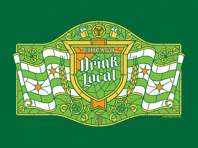 Drink Local Stained Glass beer chicago drink flag irish local st. patricks day stained glass