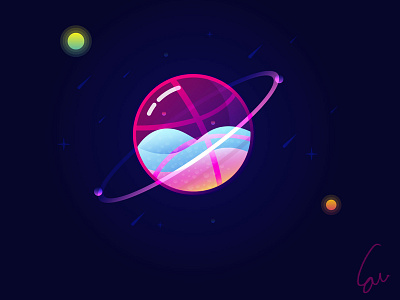 Hello, Dribbble :) adobe firstshot hellodribbble illustration planet practice