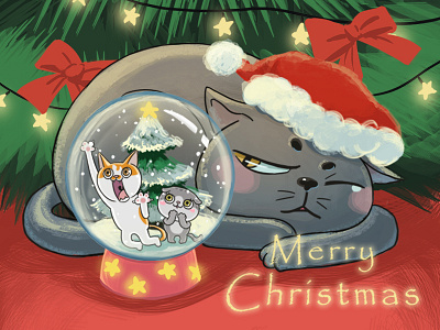 Merry Christmas cat crystal ball merry christmas