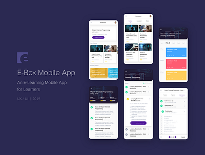 E-Box Mobile Application college e learning education education app learning mobile app mobile app design mobile design school