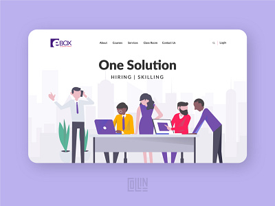 Landing Page for E-Box Corporate Services education website elearning flat illustration hiring platform landing page landing page ui learning platform online skilling ui ux design website website design