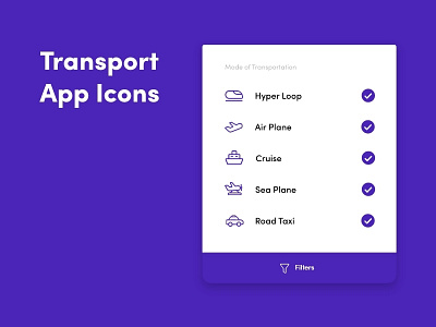 Transport Application Icons app icon app icon design app icon designers app icons application cruise filter hyperloop icon icons design line icon line icons mobile app mobile app icons seaplane taxi tick transport transportation