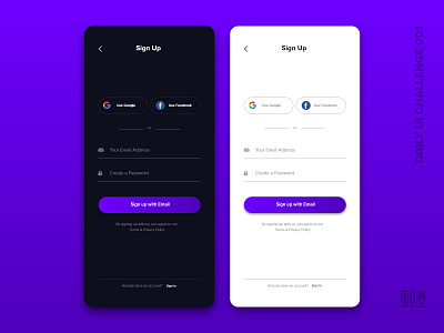 Day 001 ( Sign Up ) - Daily UI Challenge daily ui dailyui dailyuichallenge day1 ios iphone x mobile app mobile ui signup