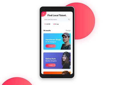 Local Talent Search Concept android app design flat search ui ux xd