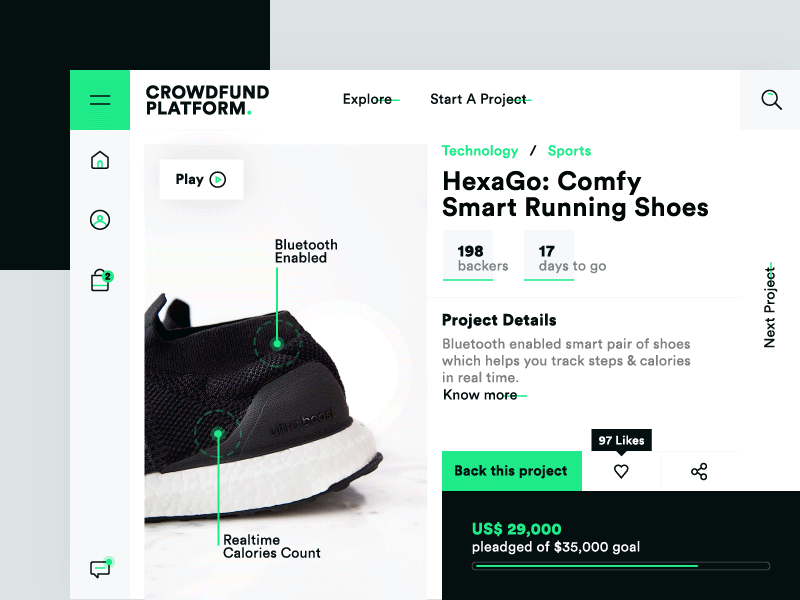 Crowdfund Platform Website Concept animation app design flat icon typography ui ux vector web
