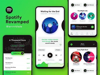 Spotify Revamped app design type ui ux vector