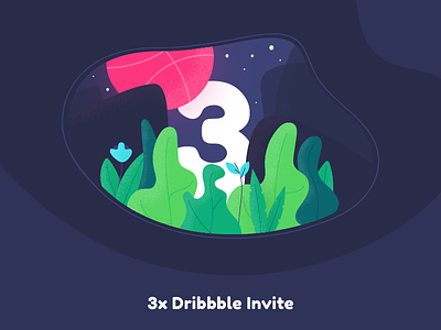 3x Dribbble Invite debut illustration invite type ui vector