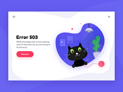 Cat Illustration | Error 503 Page design flat icon illustration type typography ui ux vector web website