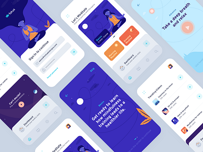 Fokus: Meditation & Habit Building | NativeScript animation app design illustration ui ux