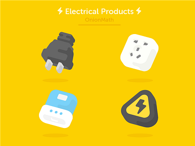 OnionMath topic icons - Electrical products 2d app design electric flat icon illustration product symbol ui