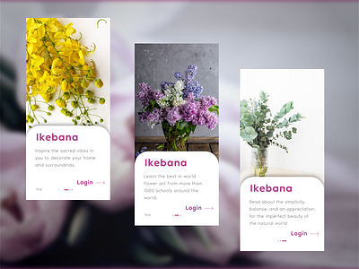 Ikebana onboarding animation app app design clean app colourful design font interaction design minimalism onboarding onboarding screen onboarding ui picture ui uidesign user experience ux