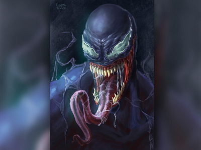 Venom art comic digital painting fanart illustration marvel procreate venom