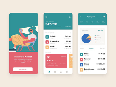Tracking App Concept app bank bankapp banking colors company design filters graphic illustration light minimal tabs tracking ui uiux web