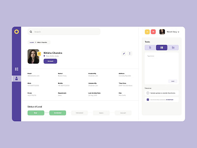 CRM app color clean calendar page ui colors company dashboard design fluent uxdesign icons interface design ui landing page admin material email mobile web minimal saas crm card ui uiux ux web