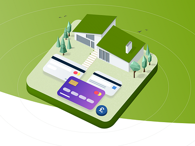 Property management illustration credit card illustration isometric landing page payment property management ui