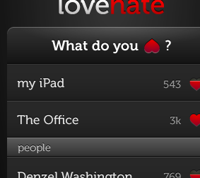 Lovehate App iphone ui