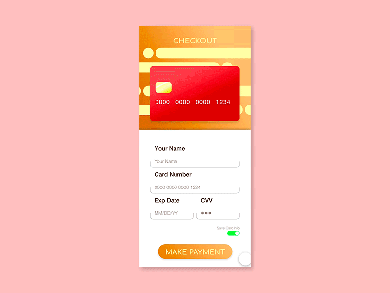 Daily UI 002: Credit Card Checkout adobe checkout credit card dailyui gif motion motion design photoshop product product design screen design ui user experience ux xd