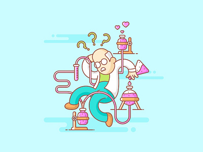 Scientist art design flat illustration science scientist vector