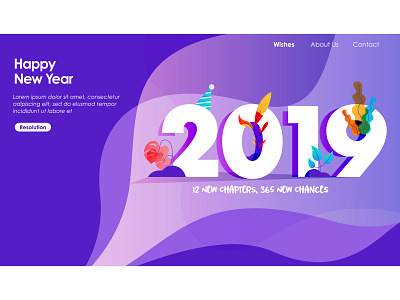 New Year Landing Page app art branding design flat illustration ui ux vector web