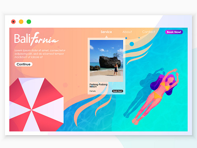 Balifornia app art beach beachvibes branding character design dribbble flat illustration landing page ui ux vector web website