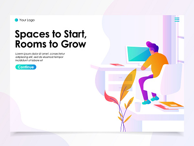 Work Space Landing Page Illustration app art branding character design flat icon illustration logo ui ux vector web website workspace