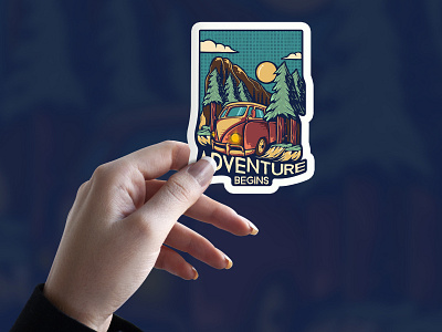 Adventure Begins adventure art branding design explore illustration logo nature outdoor sticker sticker design wanderlust