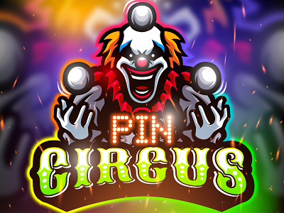 PIN CIRCUS ESPORTS LOGO art branding circus clown design esports esports logo gaming illustration logo mascot mascot logo twitch vector youtube