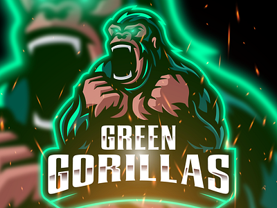 GREEN GORILLAS ESPORTS LOGO art branding character design esports esports logo fiverr gaming gorilla illustration logo mascot mascot logo streamer twitch vector youtube