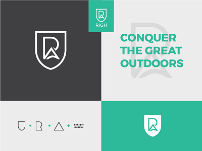 Rìgh Logo adventure brand concept green icons logo outdoors sport