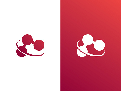 Atom Logo brand design gradient logo molecule orange red science space