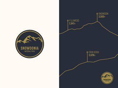 Snowdonia National Park badge blue design gold logo mountain national park snowdon stamp uk wales