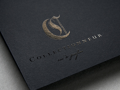 Collectionneur Logo branding british cosmetics craft emboss foil french gold lettering logo old perfume