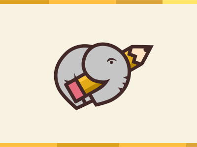 Some elephant beige cute elephant flat gray lines logo nice pencil strokes yellow