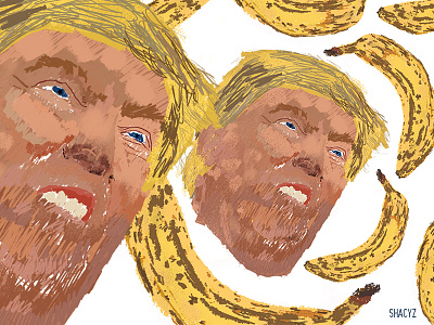 TrumpLand banana blonde character fruit illustration land newspaper politics shacy doodles trump usa